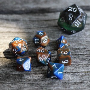 Mini Dice: Mini RPG Dice - Blend Blue Copper - Set of 7