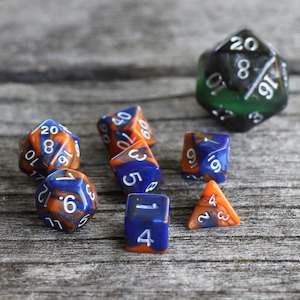Mini RPG Dice - Blend Blue Orange - Set of 7