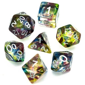 Rpg Dice Sets: RPG Dice | "Stained Glass" Purple & Blue | Set of 7