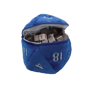 Dice Accessories: Dungeons & Dragons | d20 Plush Dice Bag | Blue