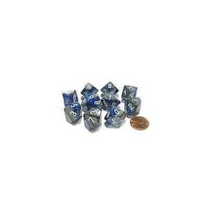 Chessex: CHX 26223 Gemini Polyhedral Blue-Steel/White Set of Ten d10s