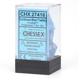 Chessex: CHX 27416 Polyhedral Frosted Caribbean Blue/white 7-Die Set