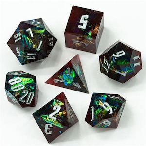 New Dice Shipment: RPG Dice | "Crackle & Spark" (Sharp Edged) | Set of 7
