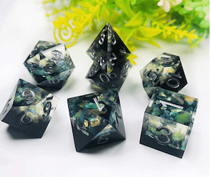 New Dice Shipment: RPG Dice | "Green Forest" (Sharp Edged) | Set of 7