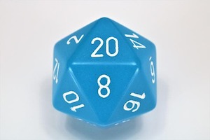 Oversize Dice: Chessex | d20 Large 34mm | Opaque | Light Blue/white