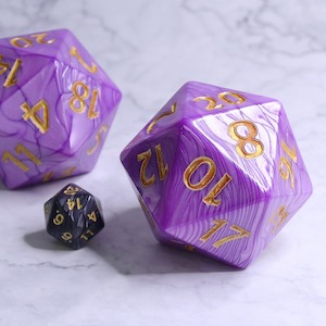 Oversize Dice: Colossal d20 (55mm) | Purple Pearl w/ Gold Ink