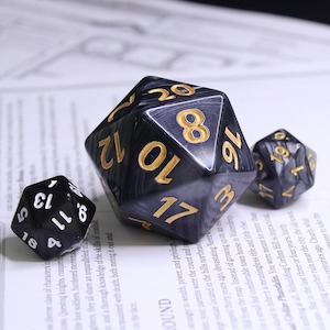 Oversize Dice: Huge d20 (40mm) | Black Pearl w/ Gold Ink