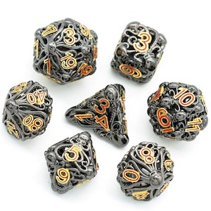 Latest Arrivals: Metal Dice | Hollow "Octopus" Black & Gold | Set of 7