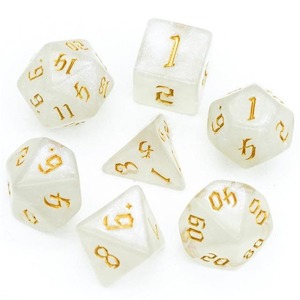 RPG Dice | "Moonstone Thorns" Gold Ink | Set of 7