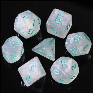 RPG Dice | "Moonstone Thorns" Turquoise Ink | Set of 7