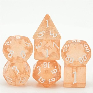 Acrylic Dice: RPG Dice | "Champagne Thorns" White Ink | Set of 7