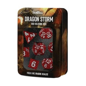 Polyhedral Sets: Dragon Storm - Silicone Polyhedral Dice (Set of 7) - Red Scales