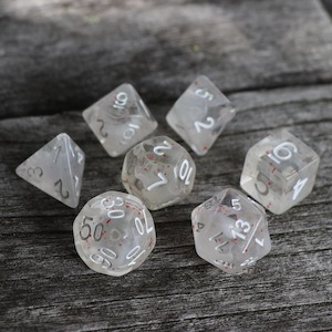 Featured Dice: Polyhedral Dice Set | Acrylic | "Blood on the Snow" | Set of 7 (D0118)
