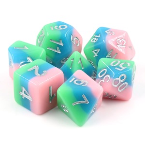 Polyhedral Dice Set | Acrylic | Pastel "Wonderland" | Set of 7 (D0132)
