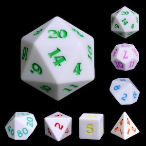 Hd Dice: Polyhedral Dice Set | Acrylic | "Spectrum" (Sharp Edged) | Set of 7 (D0017)