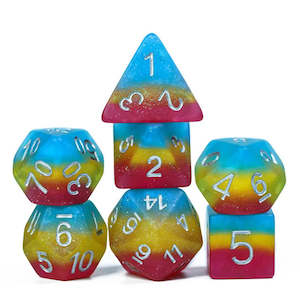 Polyhedral Dice Set | Resin | "Pride Flags" Rainbow (Frosted) | Set of 7 (D0160)
