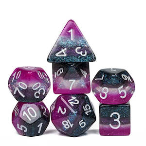 Polyhedral Dice Set | Resin | "Pride Flags" Asexual (Glittery) | Set of 7 (D0159)