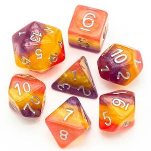 Polyhedral Dice Set | Resin | "Sunrise Clouds" | Set of 7 (D0174)