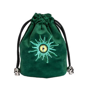 Dice Bag | Flannel Drawstring | Green Demon's Eye (A07)