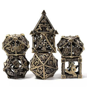 New Now In Stock: RPG Dice Set | Hollow Metal | "Character Class" - Bronze | Set of 7 (D0233)