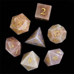 Polyhedral Dice Set | Gemstone | "Labradorite & Moonstone Duet" | Set of 7 (D0218)