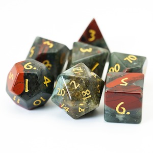 Gemstone Dice: Polyhedral Dice Set | Gemstone | Natural Bloodstone | Set of 7 (D0212)