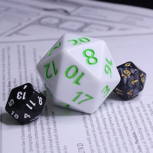 Oversize Dice: Huge d20 (40mm) | White w/ Green Ink