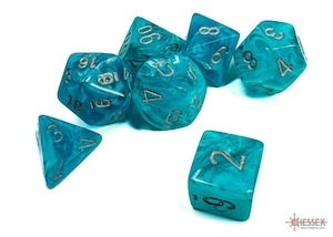 Chessex | Polyhedral Dice Set | Acrylic | Cirrus Aqua/silver (CHX 27465)