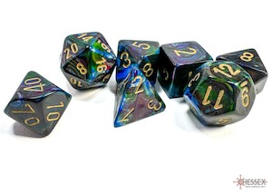 Chessex | Polyhedral Dice Set | Acrylic |  Lustrous Shadow/gold (CHX 27499)