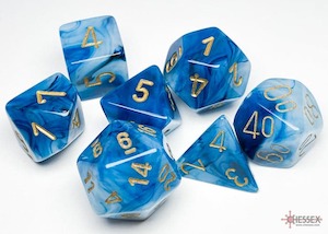 Chessex | Polyhedral Dice Set | Acrylic | Phantom Teal/gold (CHX 27489)