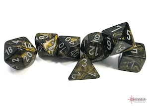 Chessex | Polyhedral Dice Set | Acrylic | Leaf Black Gold/silver (CHX 27418)