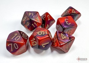 Chessex | Polyhedral Dice Set | Acrylic | Gemini Purple-Red/gold (CHX 26426)
