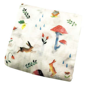 Cute Woodland Bamboo & Cotton Swaddle Blanket