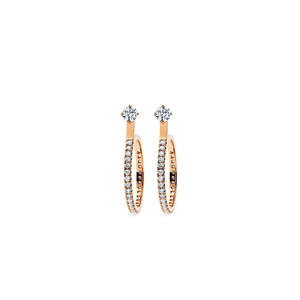 Aurora Diamond Studs Rose Gold with Small Hoop Accessory