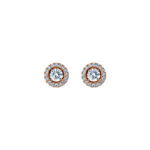 Aurora Diamond Studs Rose Gold with Halo Accessory