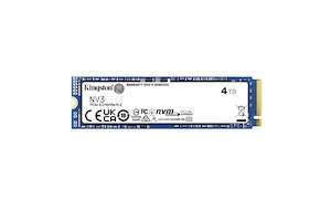Storage: Kingston NV3 4TB M.2 NVMe Internal SSD PCIe Gen 4 - Up to 6000MB/s Read - Up to 4000MB/s Write