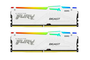 Memory: Kingston Fury RGB Beast 64GB CL30 (2x32GB) DDR5 RGB White Desktop Memory - EXPO