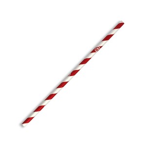 Compostable Paper Straw Regular 6x197mm - Red Stripe 2500 pcs