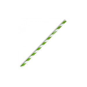 Compostable Paper Straw Regular 6x197mm - Green Stripe 2500 pcs