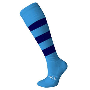 Hockey Socks: Hockey Socks Sky Navy Hoops