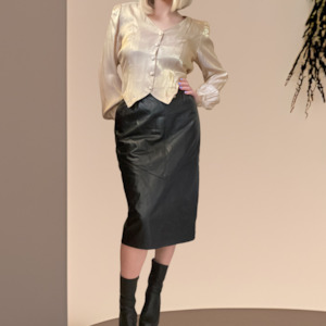 Sale: Giorgio Mobiani Leather Pencil Skirt Size 10-12