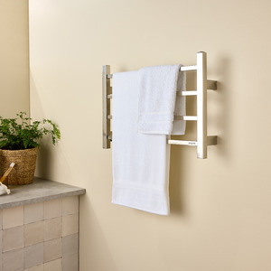 Heated Towel Rails: Straight Square Towel Warmer 4 Bar Ladder