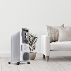 2400W 11 Fin Oil Column Heater with Timer & Fan