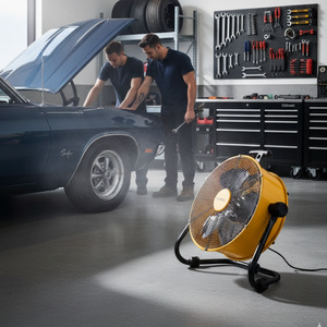 Cooling: 45cm High Velocity Workshop Floor Fan