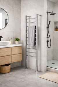 Tall Round Towel Warmer 10 Bar Ladder - Chrome