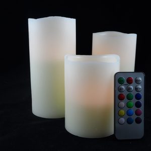Remote Controlled Battery Powered Pillars (3 Pack) - Golden Glow Candles
