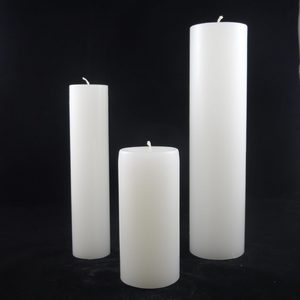 Products: Festival Junior Candle-White-65x140mm (Short candle in middle). Made in NZ - Golden Glow Candles