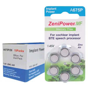 Hearing Aid: Zenipower Cochlear Implant Hearing Aid Batteries size 675P