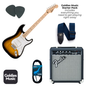 Electric Guitars: SQUIER by Fender Sonic Electric Guitar Starter Pack - Curated by Goldies Music
