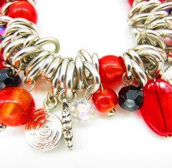 Products: Red and silver charm chain bracelet